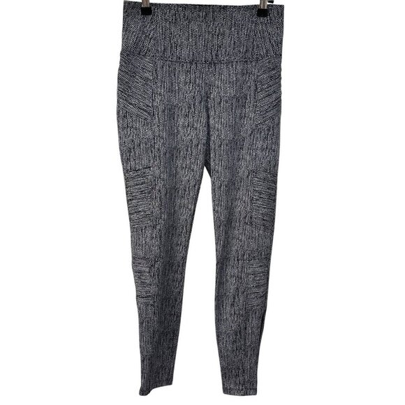 Athleta Delancey Textured Moto Tight S Black White Pull On Legging Zip Pockets - Picture 2 of 7